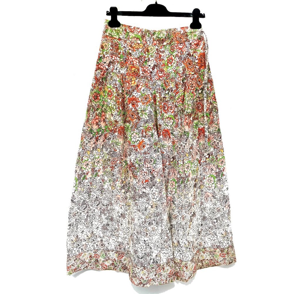 FREE PEOPLE Super Wide Leg floral cotton high waist pants